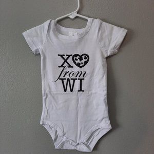 12 month Baby Onesie "XO from WI" Wisconsin